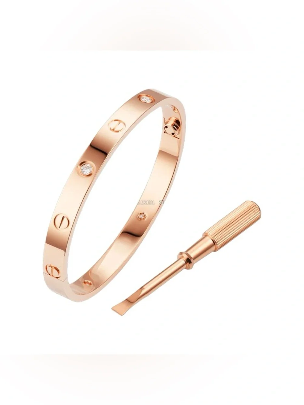 Generic Screw Bracelet with Screwdriver in Rose Gold with 4 Stones
